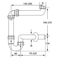 comfort-PP Waschtisch-Möbel Raumsparsiphon 1 1/2"&1 1/4" DN 32 weiss