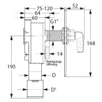 comfort-PE-Unterputzgerätesiphon DN40/50 mit Reinigungsöffnung m. Edelstahlplatte