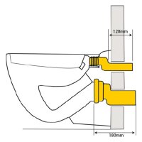 comfort-PE-Wand-WC-Anschlussgarnitur etagiert DN90/110 mit Deckkappen weiß