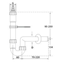 comfort-PP-Waschmaschinen-Siphon DN 40 weiss m. Geräteanschluss 1"