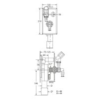 comfort-Unterputz-Geräte-Siphon DN40/50 mit Geräteventil senkrechte Montage