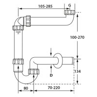 comfort-PP Möbel-Raumsparsiphon 1 1/2" & 1 1/4" DN40 100% Recycling grau