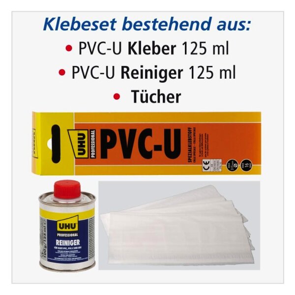 Klebeset AIRFIT 10000KS PVC-U Kleber, PVC-U Reiniger, Tuecher